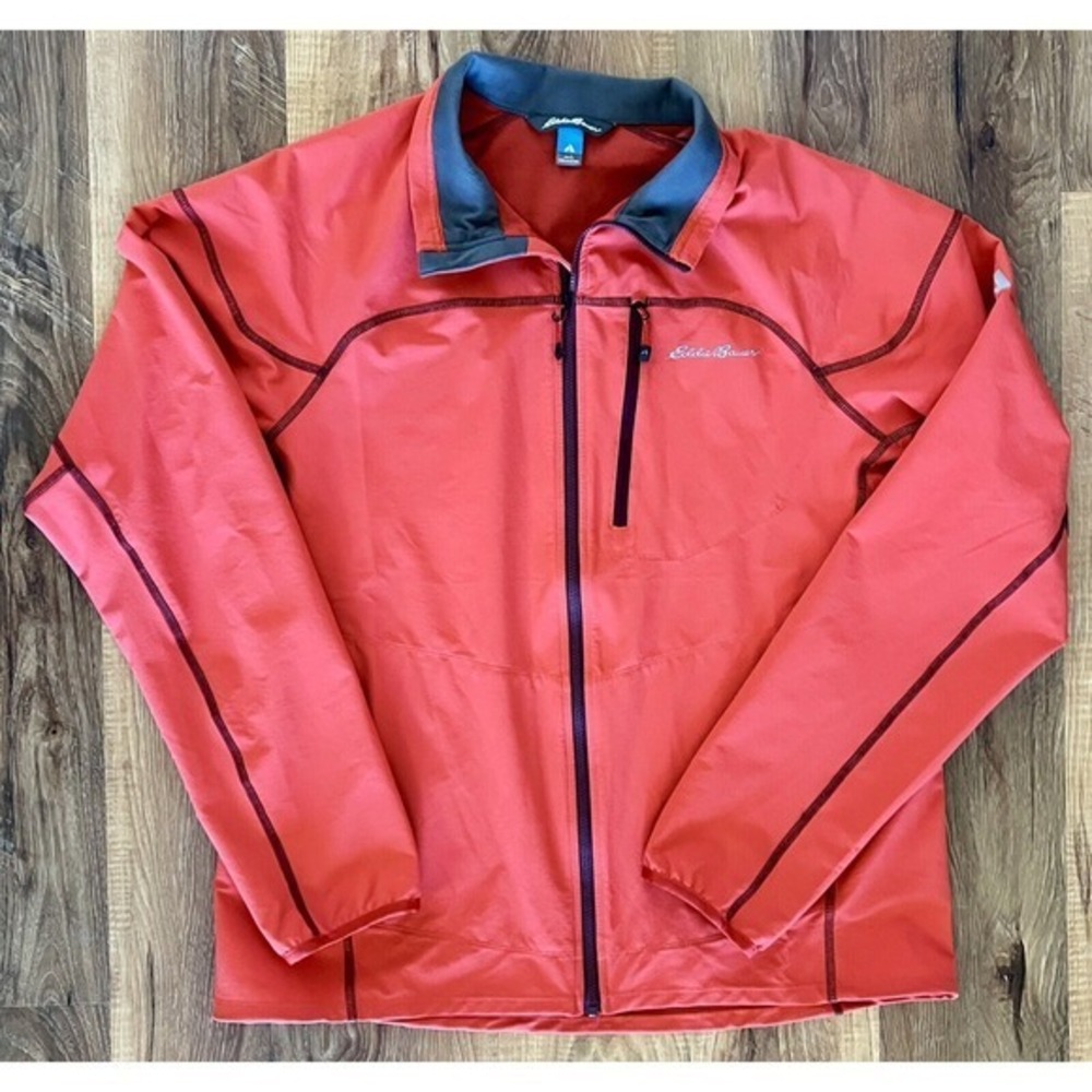Eddie Bauer Jacket Mens Large First Ascent Orange‎ Pockets Full Zip Outdoor EUC